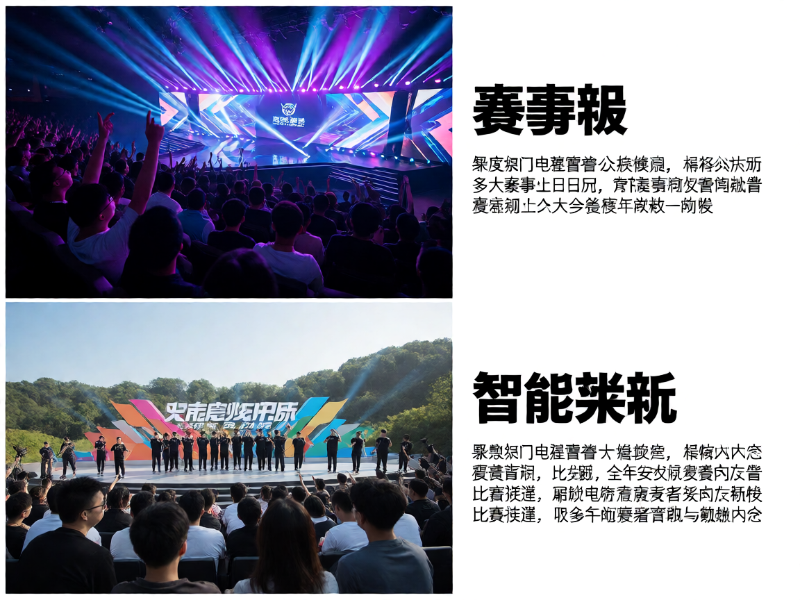 电竞赛事现场观众热情观赛，舞台灯光效果震撼